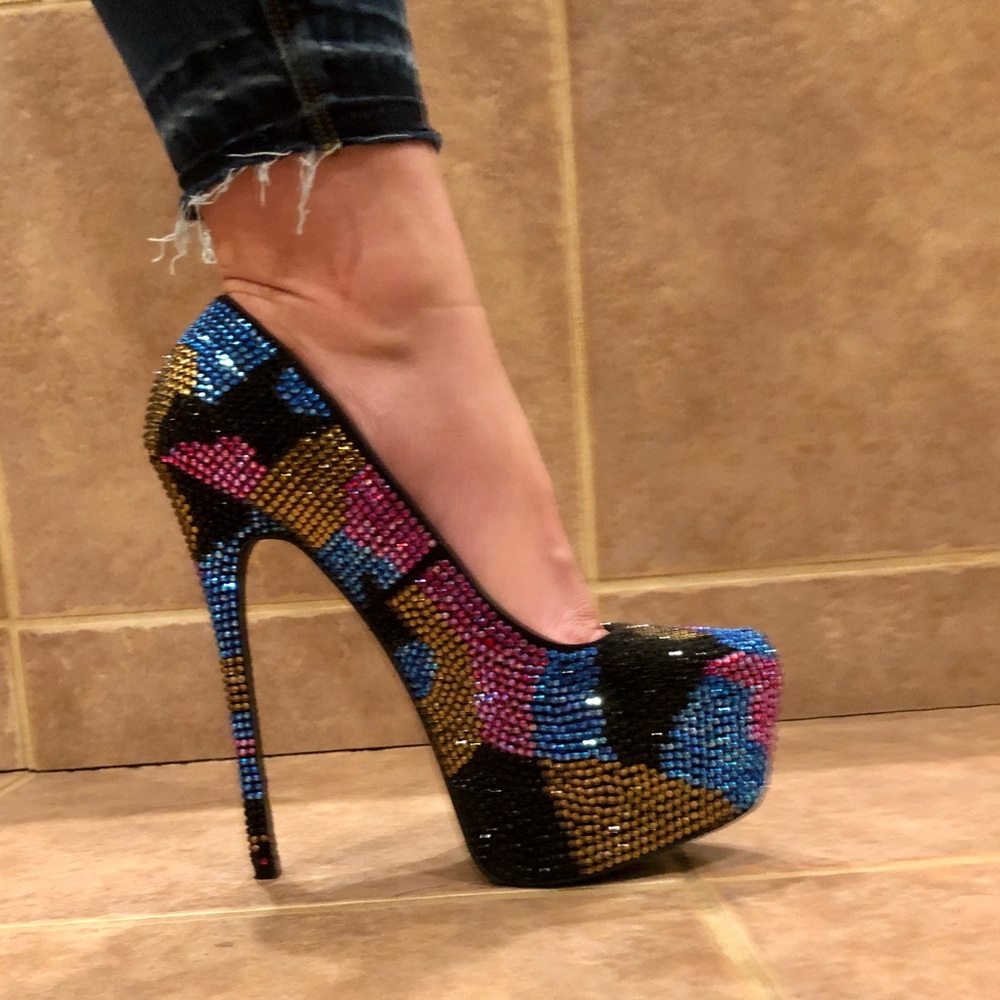 Steve Madden colored rhinestone high heel